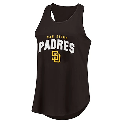 Women's Profile Brown San Diego Padres Plus Wordmark Racerback Scoop Neck Tank Top
