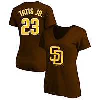 Women's Profile Fernando Tatis Jr. Brown San Diego Padres Plus Name & Number V-Neck T-Shirt