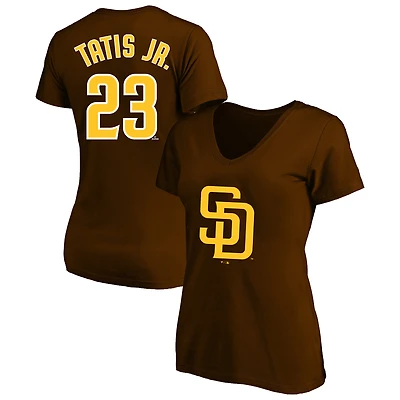 Women's Profile Fernando Tatis Jr. Brown San Diego Padres Plus Name & Number V-Neck T-Shirt
