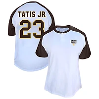 Women's Profile Fernando Tatis Jr. White San Diego Padres Plus Name & Number Raglan Henley T-Shirt