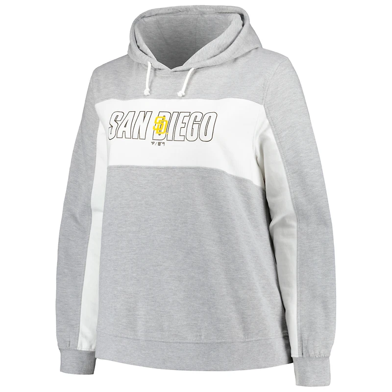 Sweat à capuche taille plus pour femmes Profile, gris chiné, San Diego Padres