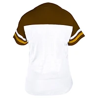 Women's Profile White/Brown San Diego Padres Plus Two-Stripe V-Neck T-Shirt