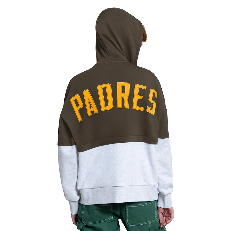 Sweat à capuche zippé Starter marron/gris chiné San Diego Padres Wishbone pour femme