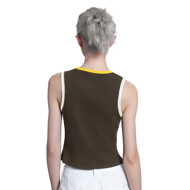 Women's Starter  Brown San Diego Padres Cooperstown Play the Ball Cropped Tank Top