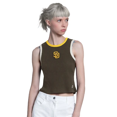 Women's Starter Brown San Diego Padres Cooperstown Play the Ball Cropped Tank Top