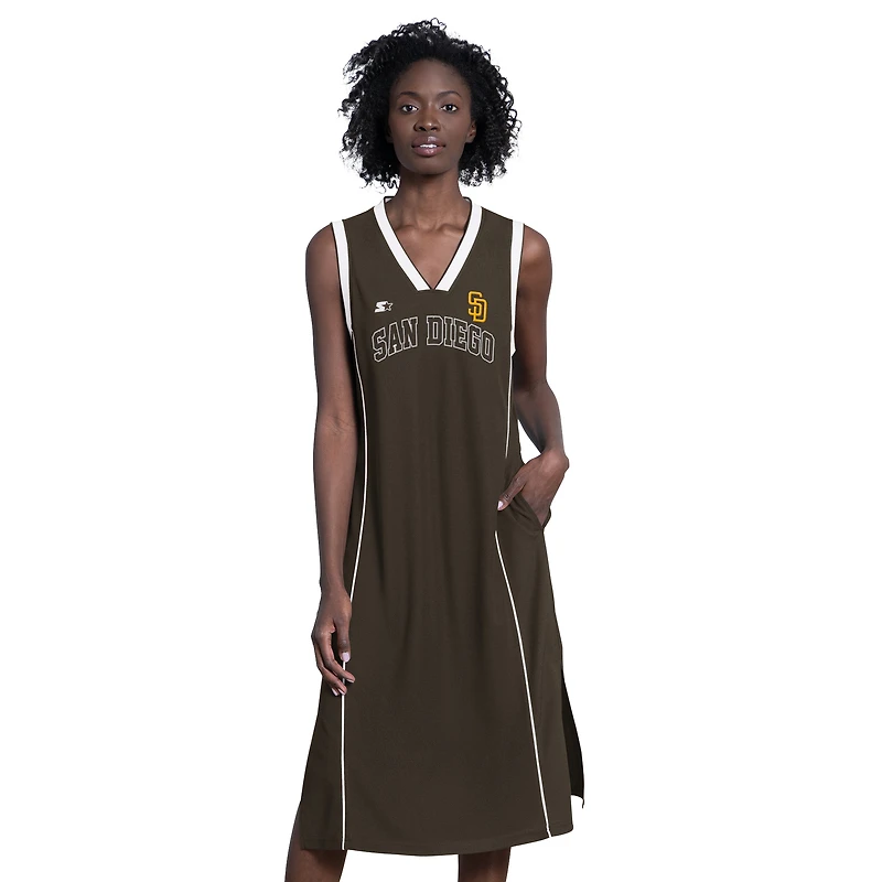 Robe maxi sans manches Starter marron San Diego Padres Line Up pour femme