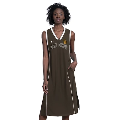 Robe maxi sans manches Starter marron San Diego Padres Line Up pour femme