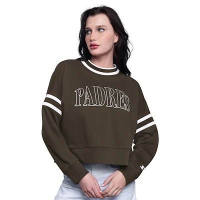 Women's Starter Brown San Diego Padres Power Play Cropped Pullover Sweatshirt