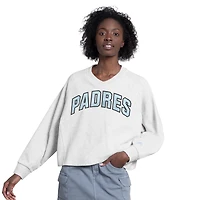 Sweat-shirt court à col en V Starter gris pour femme, San Diego Padres Show Up Fashion