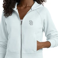 Women's Starter  Mint San Diego Padres Cropped Full-Zip Fleece Hoodie