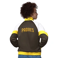 Veste de survêtement Starter blanche/dorée pour femme, motif raglan Teamwork des Padres San Diego, entièrement zippée