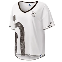 T-shirt à col en V Starter White San Diego Padres Perfect Game pour femmes