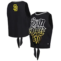 Women's The Wild Collective Black San Diego Padres Twisted Tie Front Tank Top