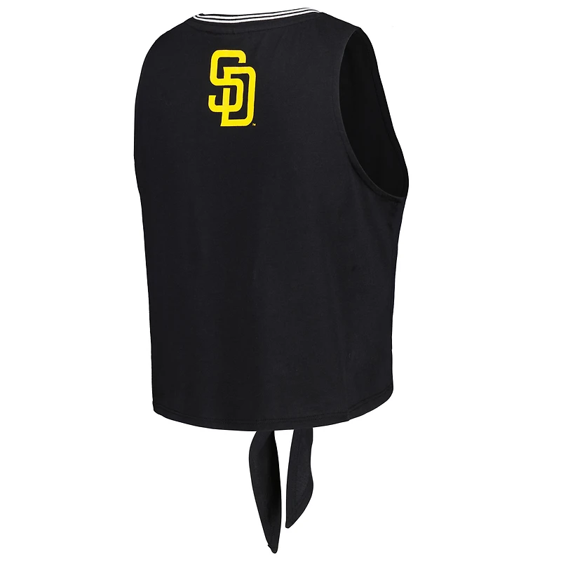 Débardeur torsadé à nouer sur le devant San Diego Padres noir The Wild Collective pour femme