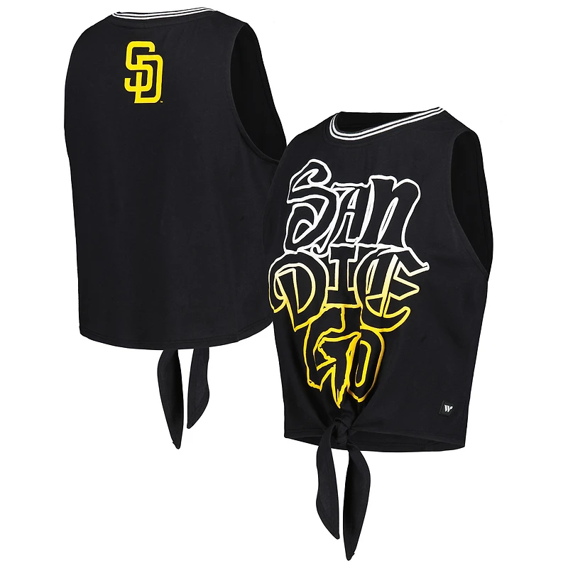 Débardeur torsadé à nouer sur le devant San Diego Padres noir The Wild Collective pour femme