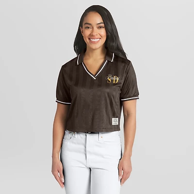 Women's WEAR by Erin Andrews  Brown San Diego Padres Cropped V-Neck Polo