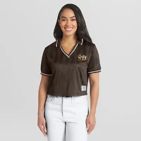 Women's WEAR by Erin Andrews  Brown San Diego Padres Cropped V-Neck Polo