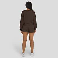 Women's WEAR by Erin Andrews Brown San Diego Padres Heavy Rugby Jersey Cropped Long Sleeve T-Shirt & Shorts Lounge Set