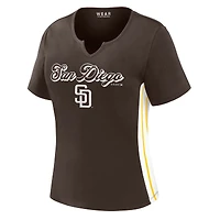 Women's WEAR by Erin Andrews  Brown San Diego Padres Notch Neck Cropped T-Shirt