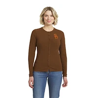 Women's WEAR by Erin Andrews Brown San Diego Padres Rib Button-Up Sweater