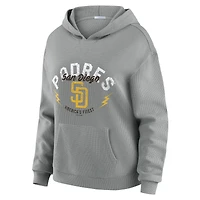 Women's WEAR by Erin Andrews Gray San Diego Padres Waffle-Knit Long-Sleeve Hoodie & Lounge Pant Set