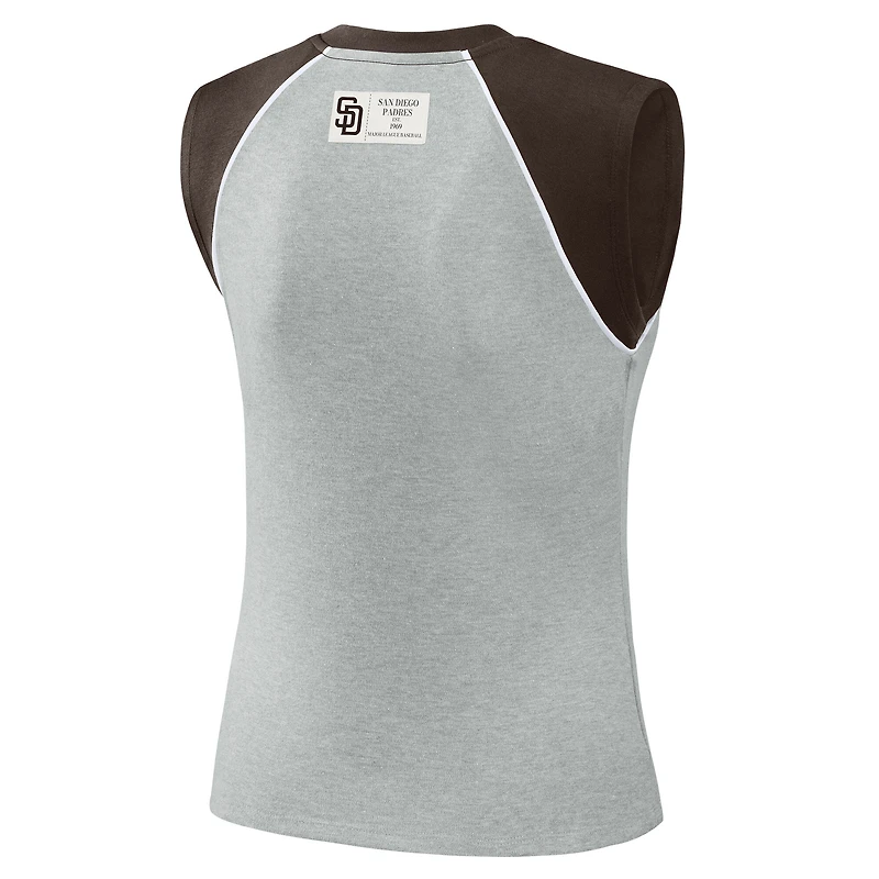Débardeur raglan court gris chiné San Diego Padres de la marque WEAR by Erin Andrews pour femmes