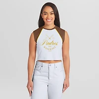 Débardeur raglan court blanc San Diego Padres Cooperstown de la marque WEAR by Erin Andrews pour femmes