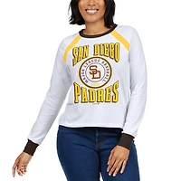 WEAR by Erin Andrews T-shirt blanc à manches longues raglan des San Diego Padres pour femmes