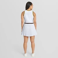 Women's WEAR by Erin Andrews White San Diego Padres Zip-Front Pleated Tri-Blend Scoop Neck Tank Dress