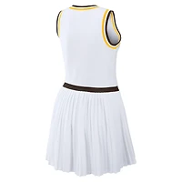 Women's WEAR by Erin Andrews White San Diego Padres Zip-Front Pleated Tri-Blend Scoop Neck Tank Dress