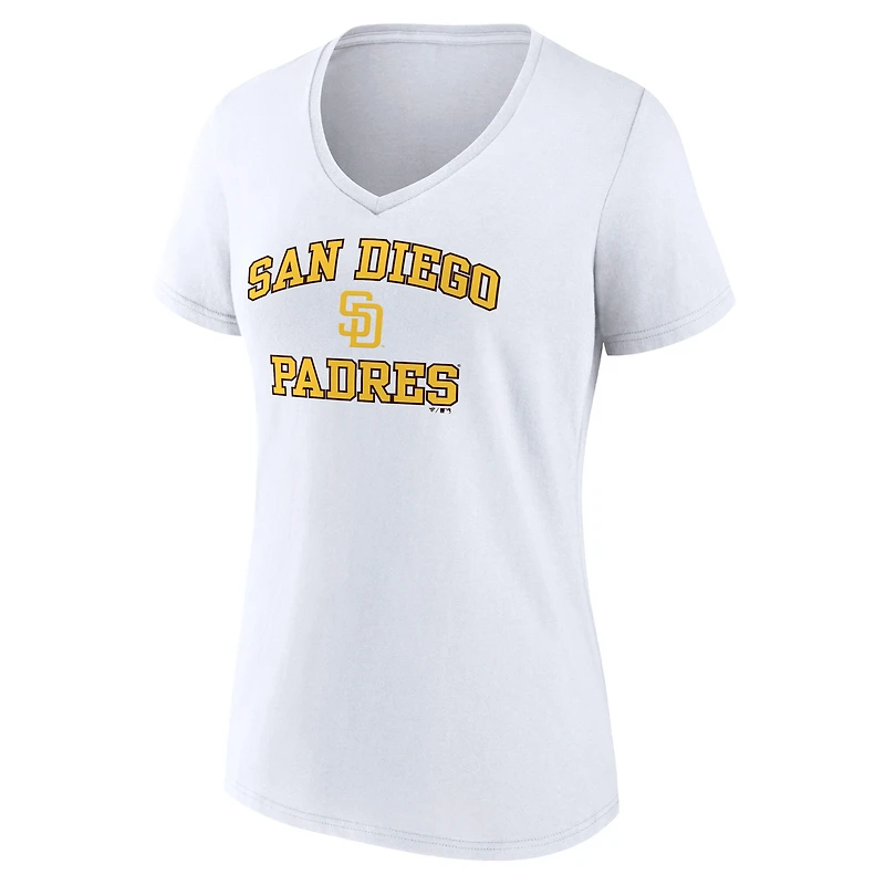 Women's White San Diego Padres Heart & Soul V-Neck T-Shirt
