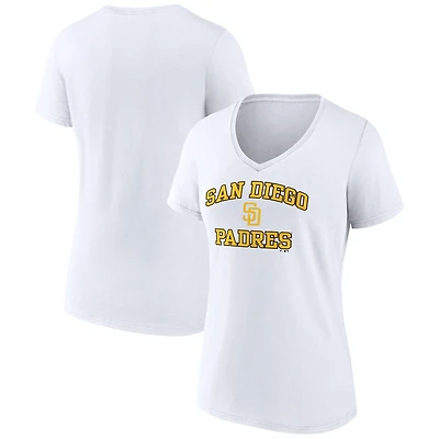 Women's White San Diego Padres Heart & Soul V-Neck T-Shirt