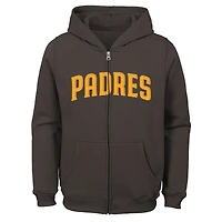 Sweat à capuche en polaire entièrement zippé marron pour jeunes des San Diego Padres