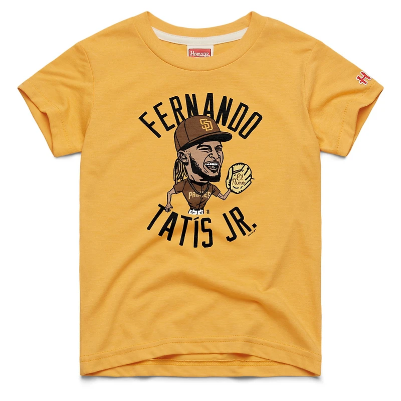 T-shirt tri-blend doré hommage à Fernando Tatis Jr., San Diego Padres, avec caricature