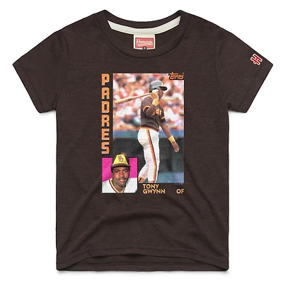 T-shirt en mélange de trois matières, hommage à Tony Gwynn Brown des Padres San Diego, carte baseball Topps, pour jeunes