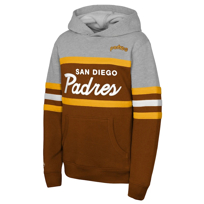 Sweat à capuche Mitchell & Ness marron/gris pour enfant, San Diego Padres, entraîneur-chef de Cooperstown