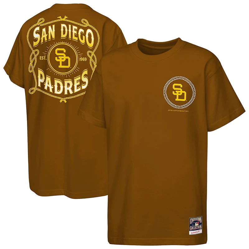 T-shirt Mitchell & Ness marron pour enfant, motif corde de rodéo Cooperstown des Padres San Diego