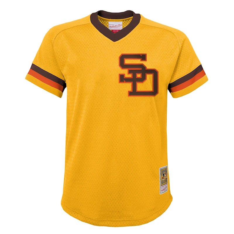 Maillot d'entraînement au bâton en maille pour jeunes Mitchell & Ness Tony Gwynn Gold San Diego Padres Cooperstown Collection