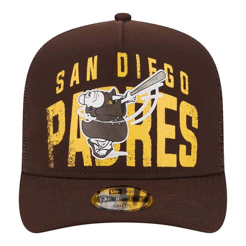 Casquette snapback New Era 9FIFTY marron pour jeunes, logo San Diego Padres, dégradé.