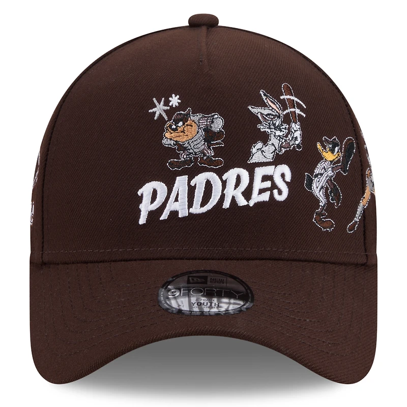 Casquette ajustable New Era marron San Diego Padres Looney Tunes A-Frame 9FORTY pour jeunes