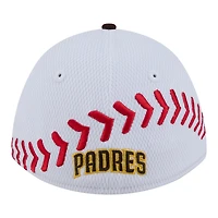 Casquette New Era Flex blanche/marron pour jeunes des Padres de San Diego, modèle 39THIRTY M-Crown