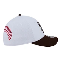Casquette New Era Flex blanche/marron pour jeunes des Padres de San Diego, modèle 39THIRTY M-Crown