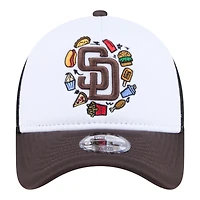 Casquette trucker ajustable New Era blanche/marron San Diego Padres Food A-Frame 9FORTY pour jeunes