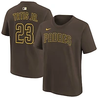 T-shirt Nike pour enfant Fernando Tatis Jr. marron des Padres de San Diego, avec nom et numéro