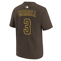 Youth Nike Jackson Merrill Brown San Diego Padres Name & Number T-Shirt