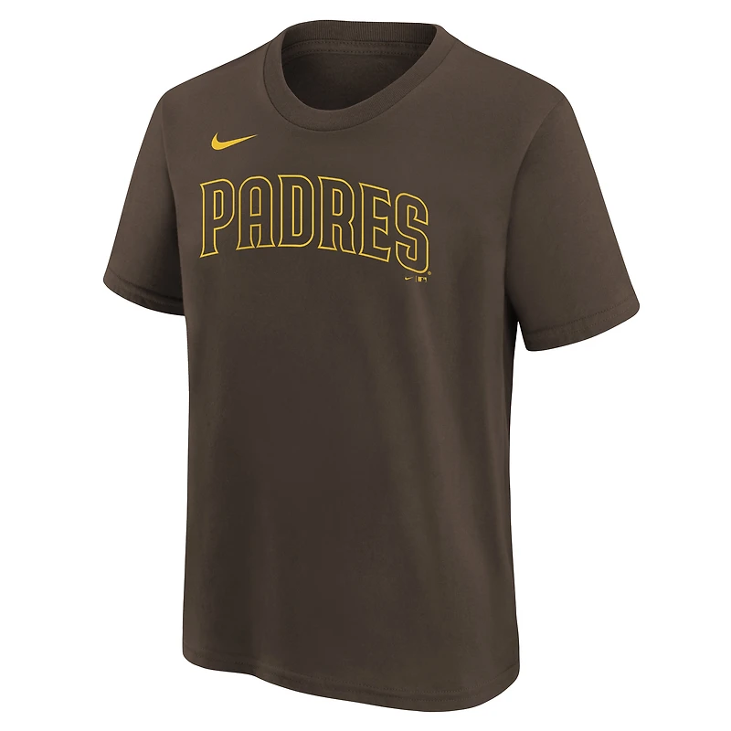 T-shirt Nike pour enfant Manny Machado marron des Padres de San Diego, avec nom et numéro
