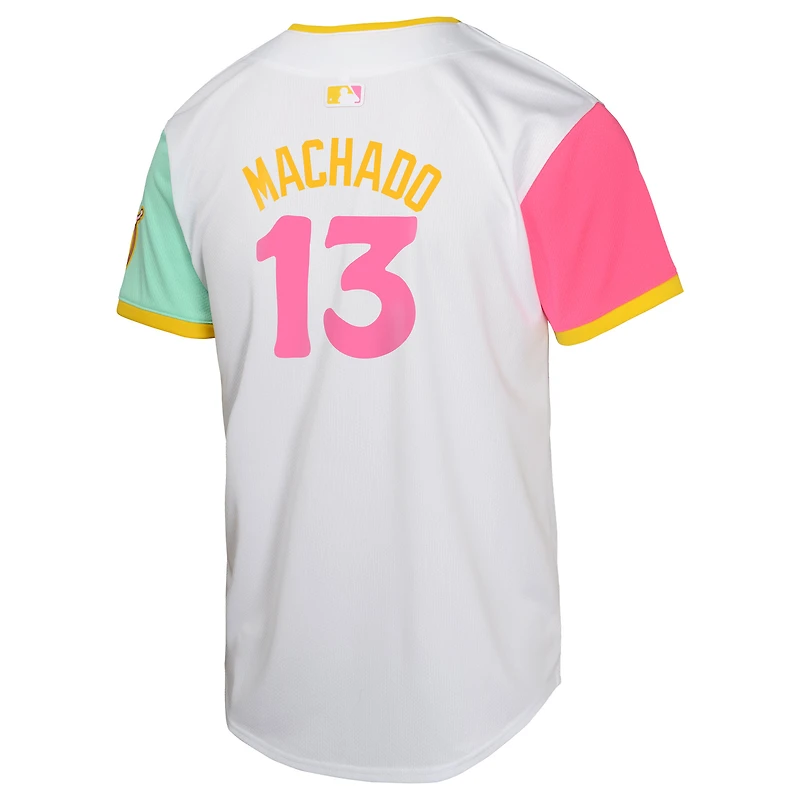 Maillot de joueur Nike Manny Machado blanc San Diego Padres City Connect Limited pour jeune