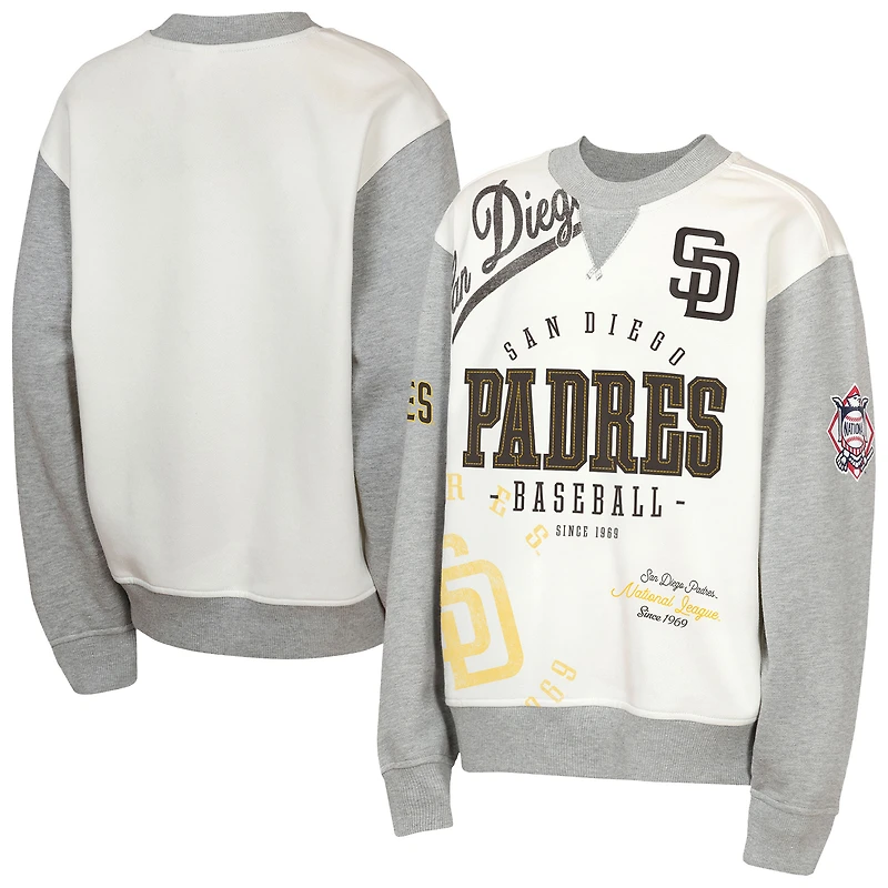 Sweat-shirt en polaire Youth Outerstuff crème/gris San Diego Padres Big League Power Hit