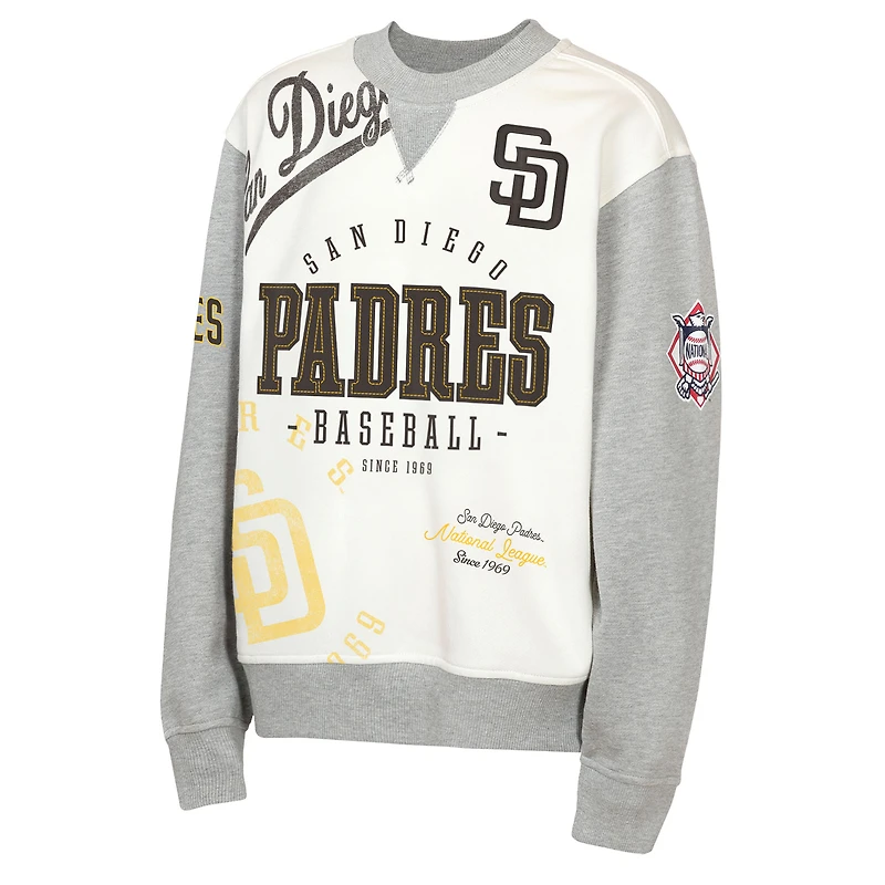 Sweat-shirt en polaire Youth Outerstuff crème/gris San Diego Padres Big League Power Hit