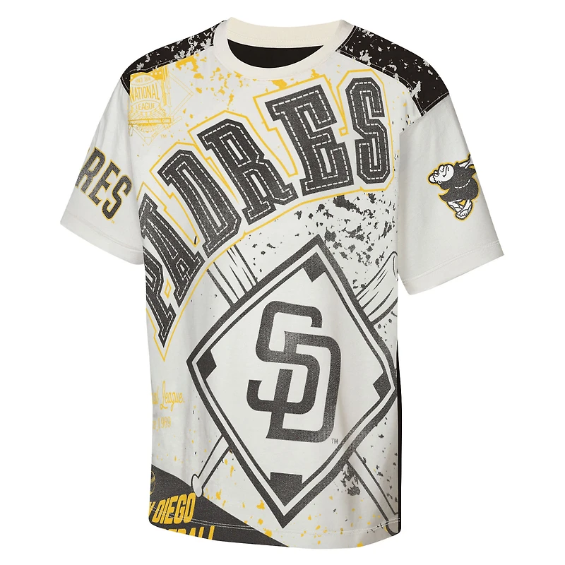 Youth Outerstuff Cream San Diego Padres Big League Top Player Bold All-Over-Print T-Shirt